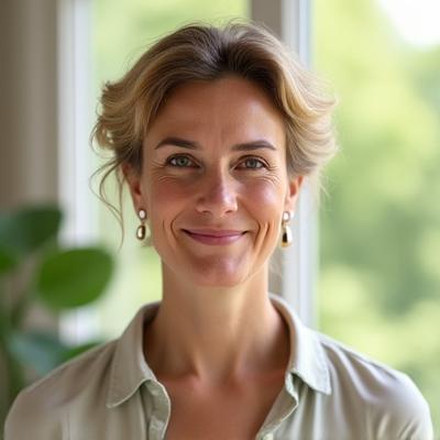 Portret Magdaleny Kowalczyk, instruktorki mindfulness, w spokojnej, naturalnej scenerii