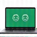 Ikona symbolizująca laptop otwarty na ekranie komunikacji wideo, reprezentująca miesięczne konsultacje kontrolne online.